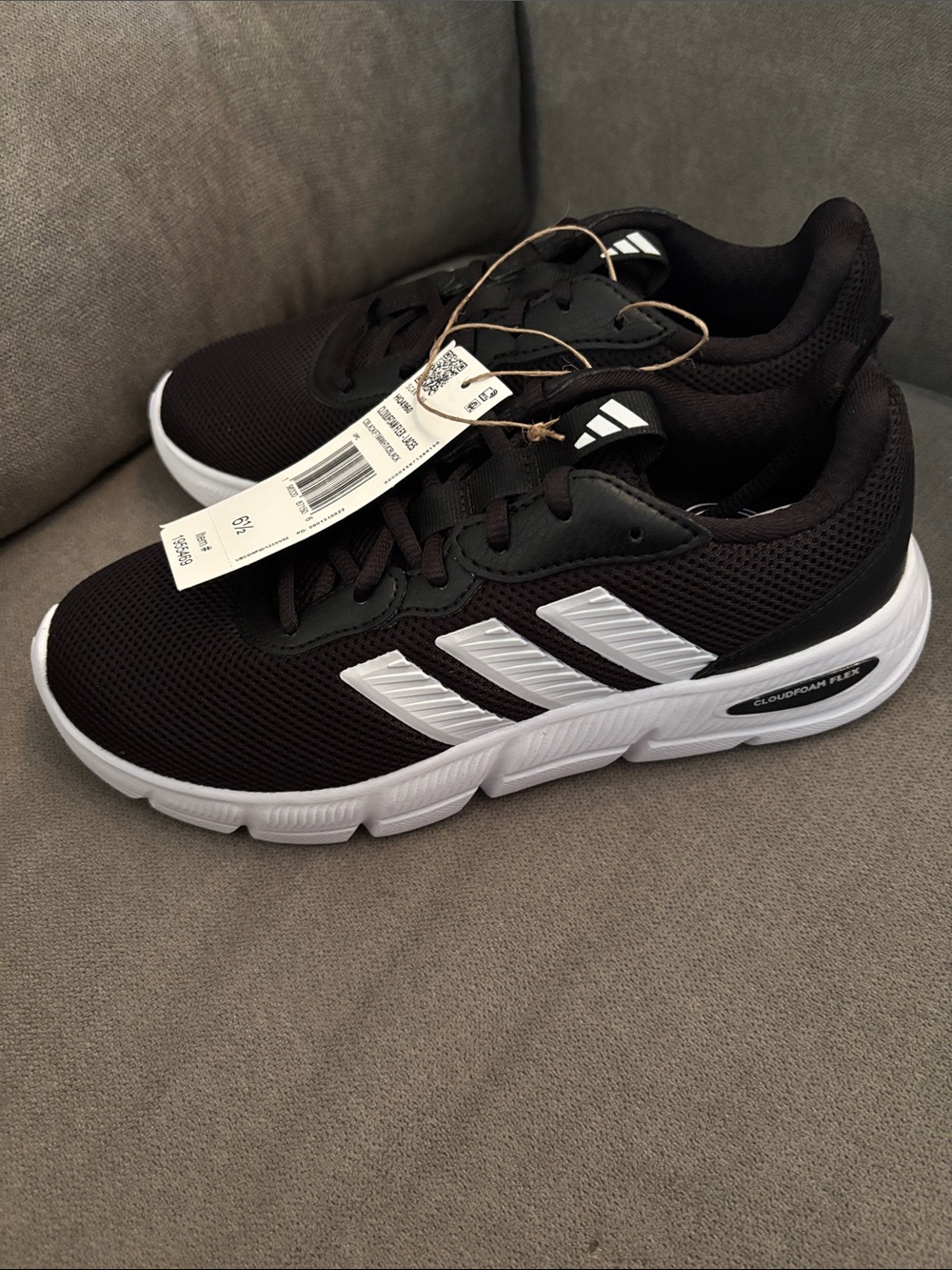 Adidas Women’s Black with White Stripes NIB - Cloudfoam Flex 6.5 Wide Fit